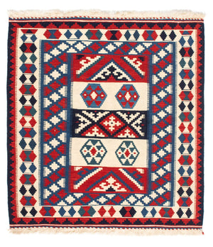 Dywan Kelim - Orientalny kwadratowy  - 105 x 102 cm - ciemnoniebieski