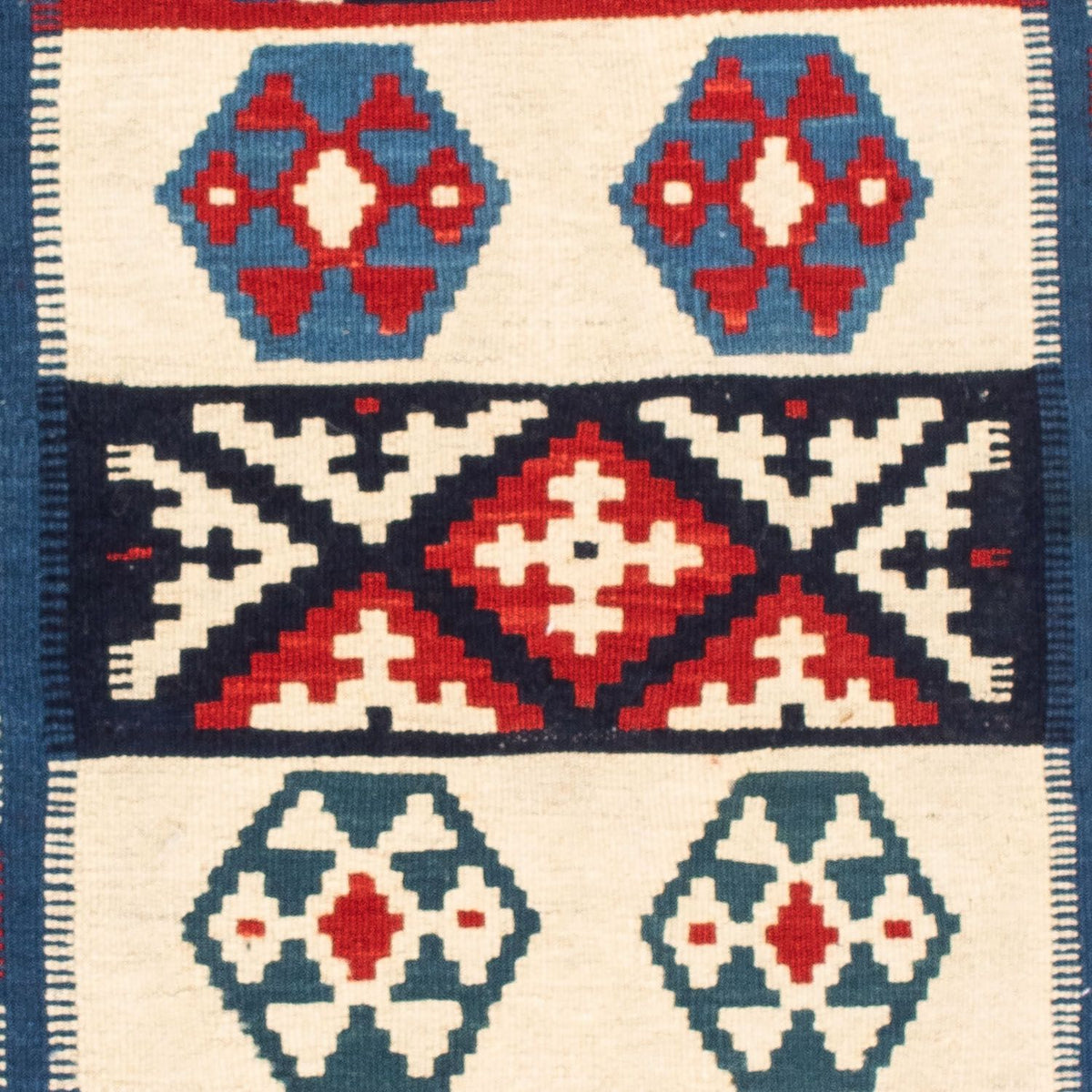 Dywan Kelim - Orientalny kwadratowy  - 105 x 102 cm - ciemnoniebieski