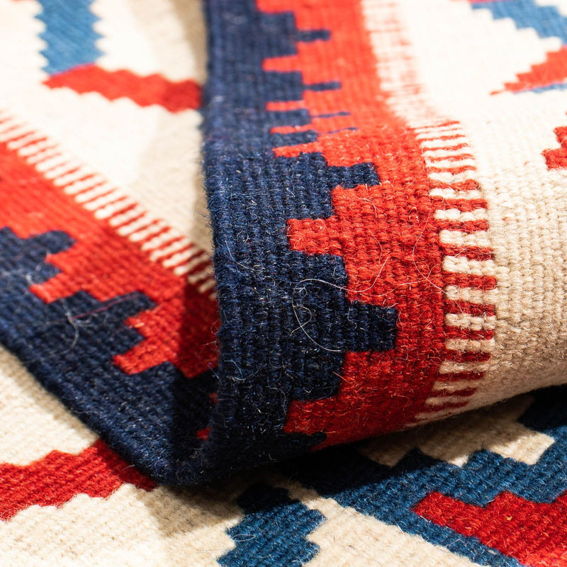 Dywan Kelim - Orientalny kwadratowy  - 106 x 103 cm - ciemna czerwień