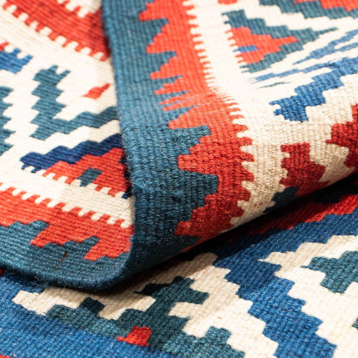 Dywan Kelim - Orientalny kwadratowy  - 106 x 103 cm - ciemnoniebieski