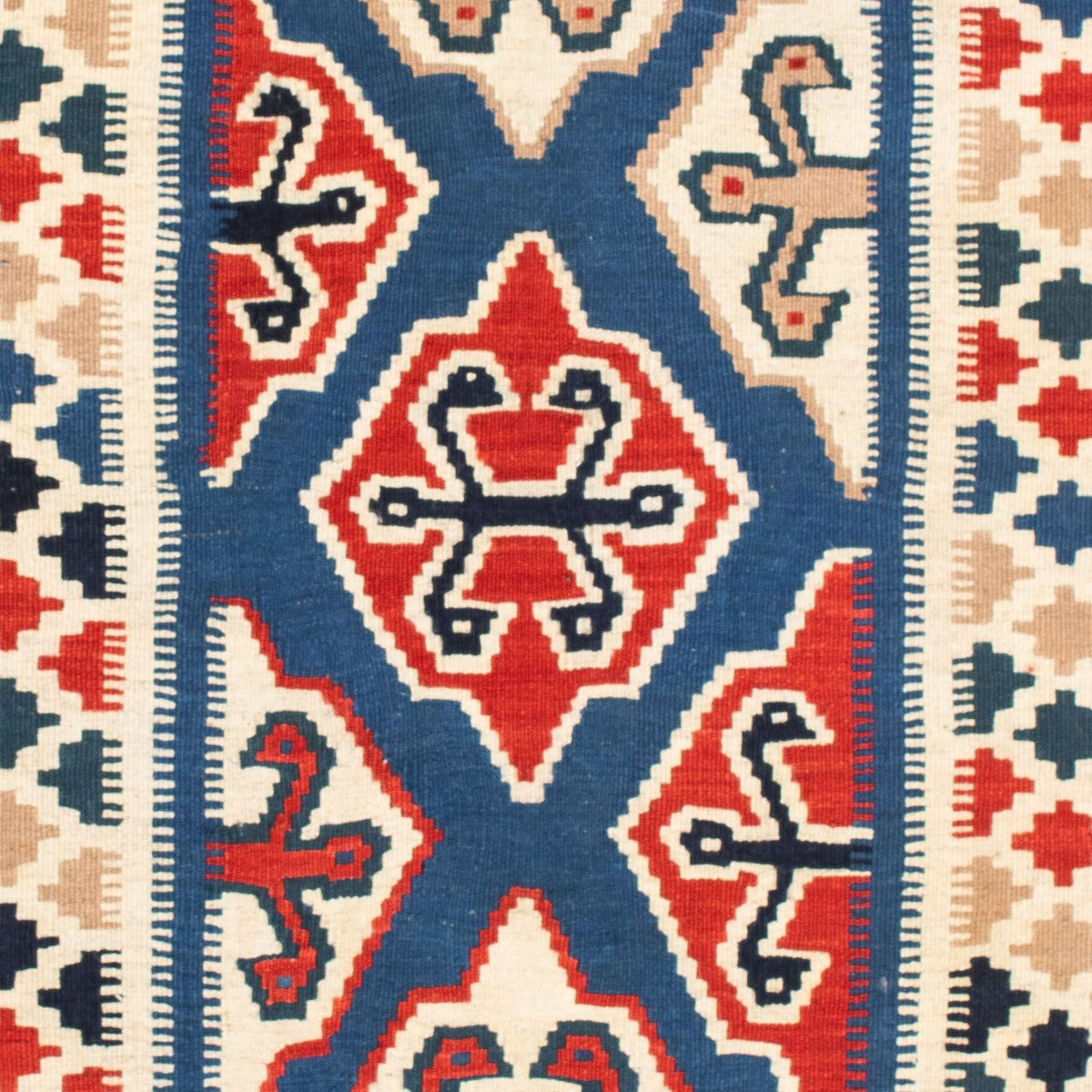 Dywan Kelim - Orientalny kwadratowy  - 125 x 110 cm - niebieski