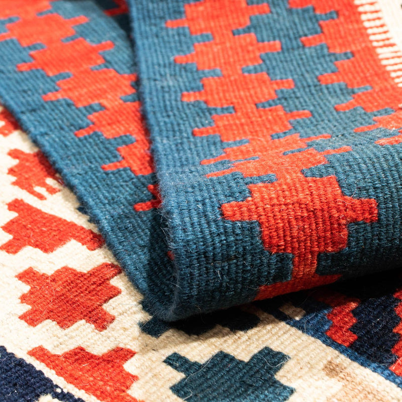 Dywan Kelim - Orientalny kwadratowy  - 125 x 110 cm - niebieski