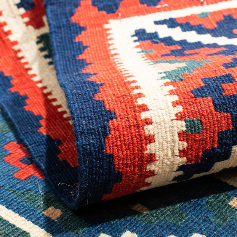 Dywan Kelim - Orientalny kwadratowy  - 117 x 102 cm - ciemnoniebieski