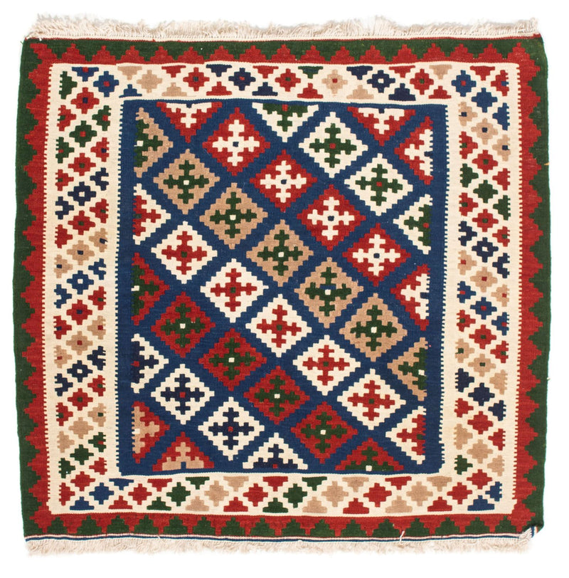 Dywan Kelim - Orientalny kwadratowy  - 103 x 100 cm - ciemnoniebieski