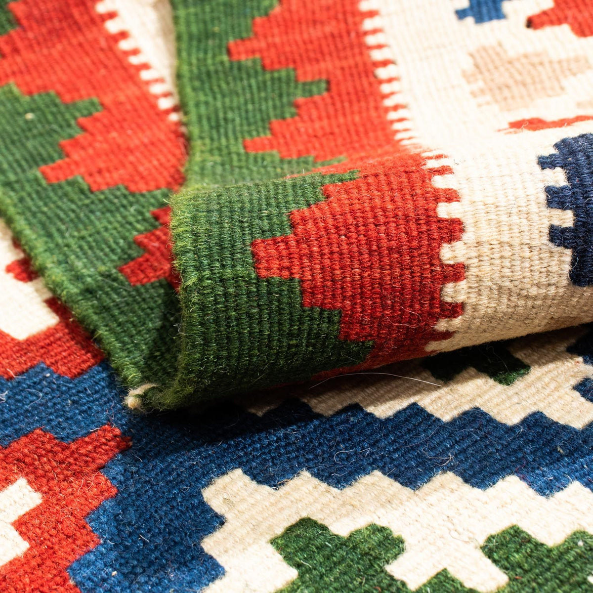 Dywan Kelim - Orientalny kwadratowy  - 103 x 100 cm - ciemnoniebieski