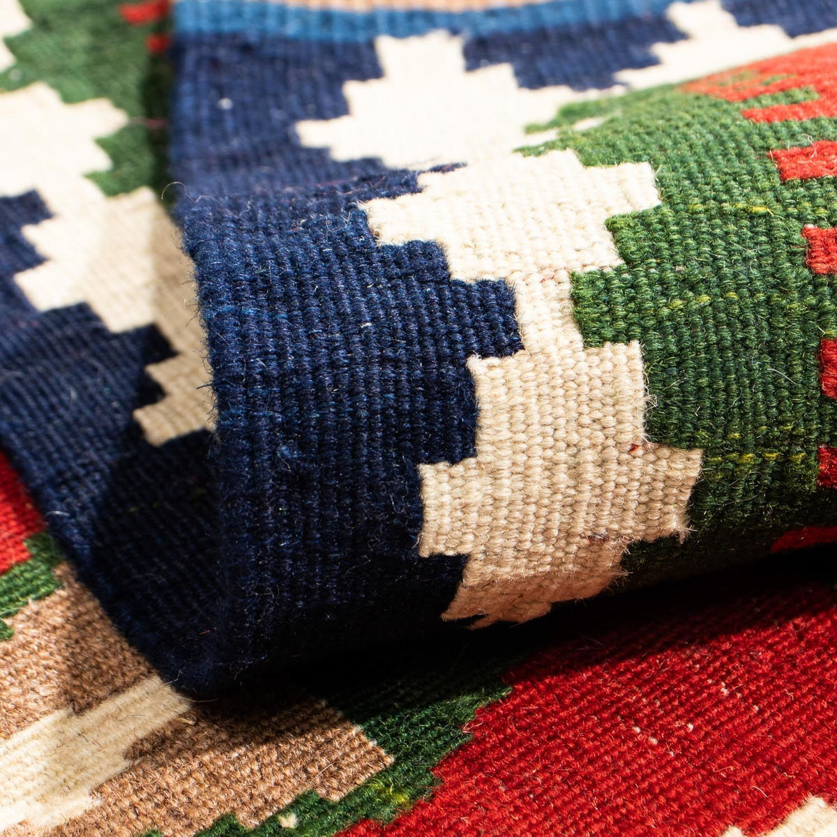 Dywan Kelim - Orientalny kwadratowy  - 100 x 98 cm - ciemna czerwień