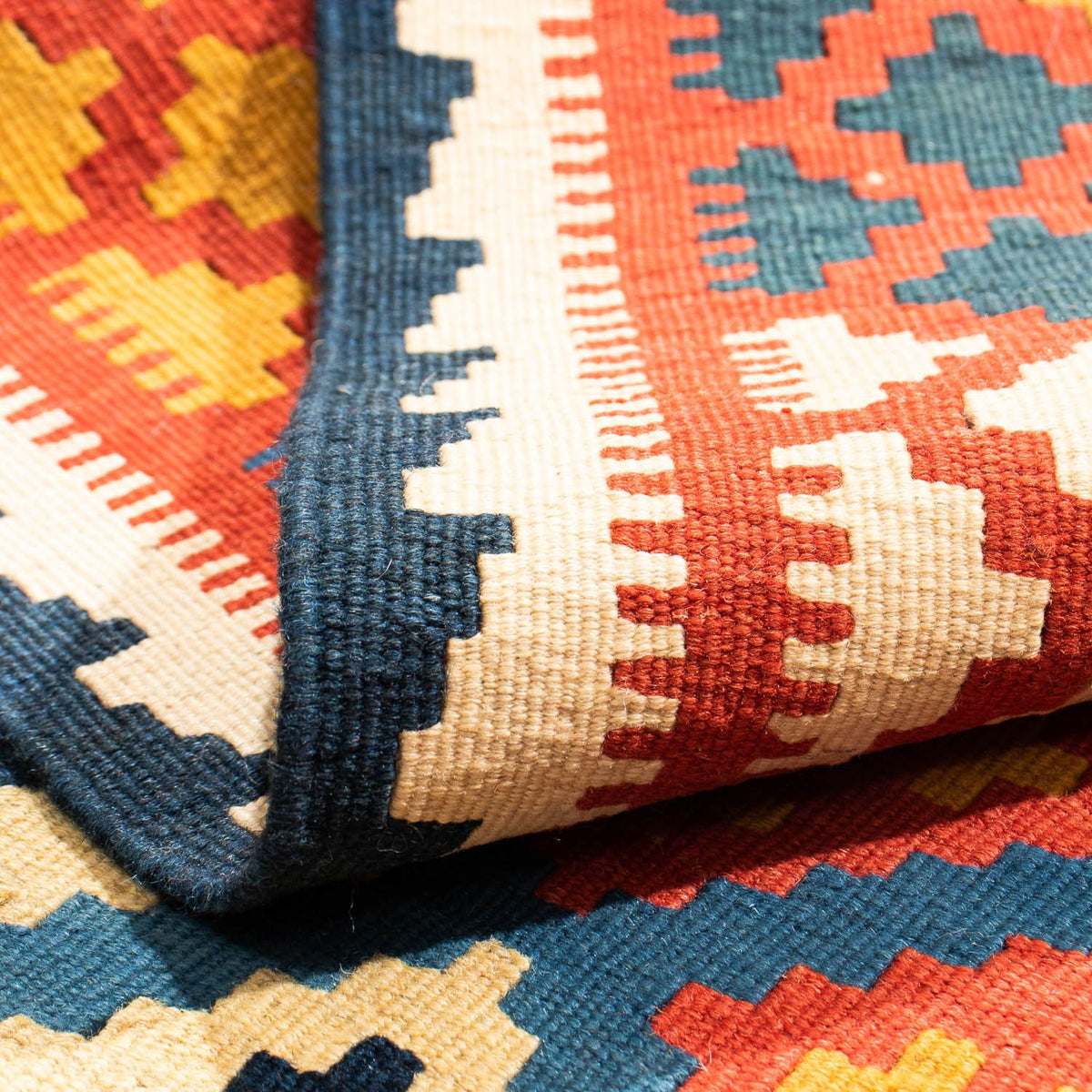 Dywan Kelim - Orientalny kwadratowy  - 104 x 100 cm - ciemnoniebieski