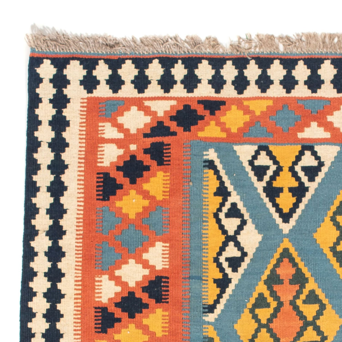 Dywan Kelim - Orientalny kwadratowy  - 102 x 101 cm - pomarańczowy