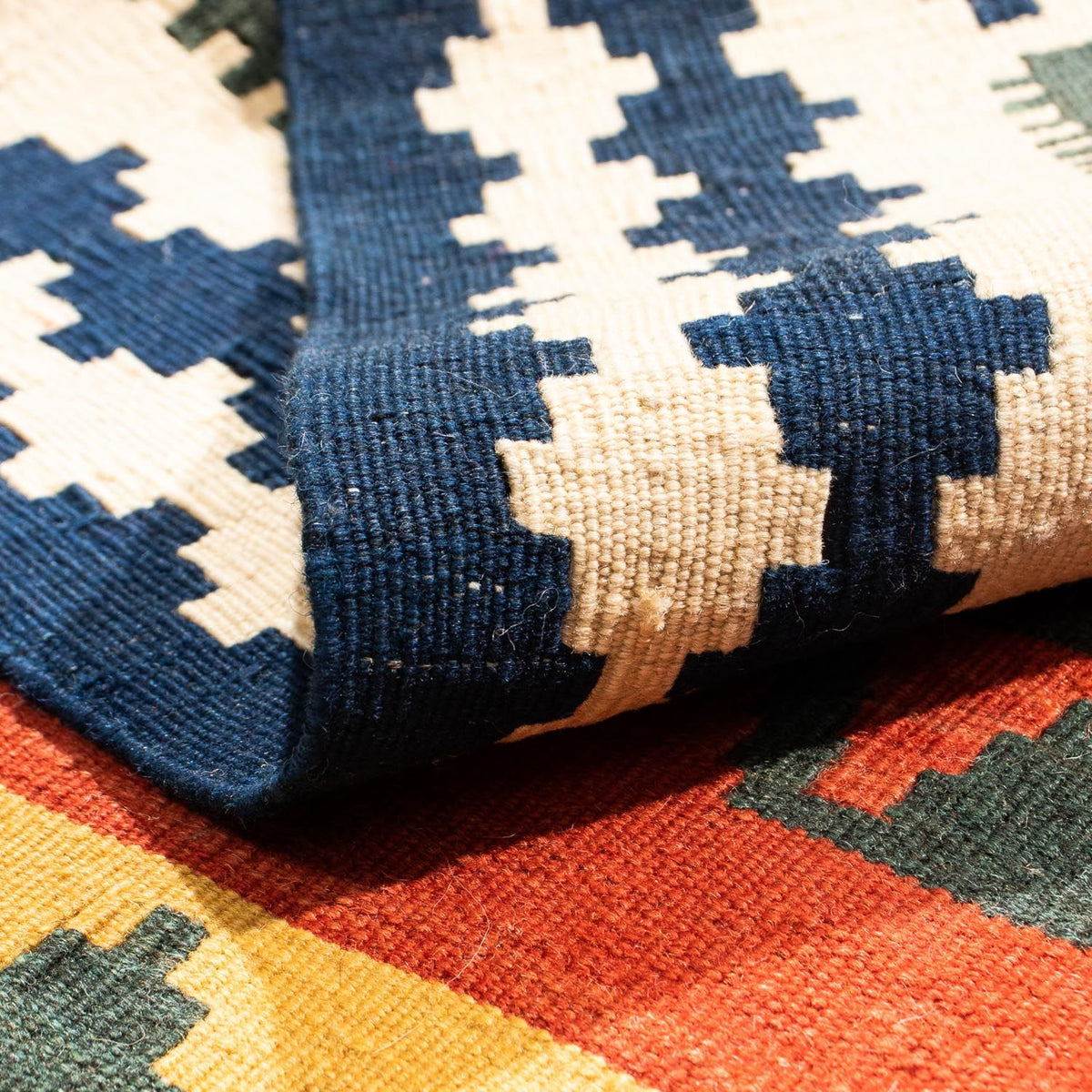 Dywan Kelim - Orientalny kwadratowy  - 105 x 100 cm - ciemna czerwień