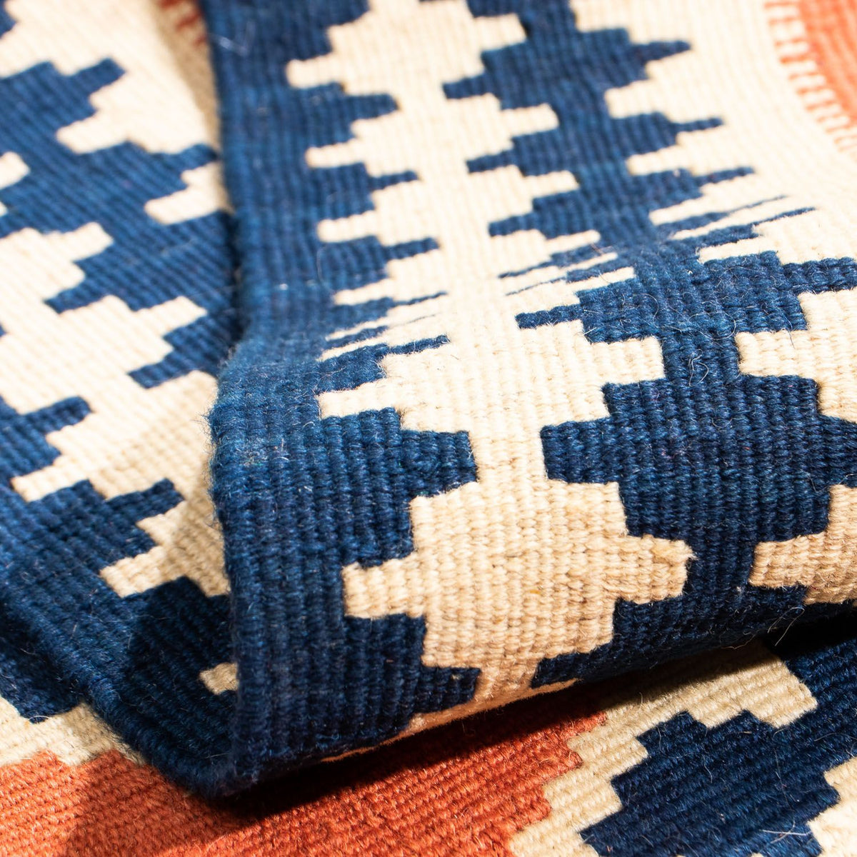 Dywan Kelim - Orientalny kwadratowy  - 104 x 104 cm - rdza