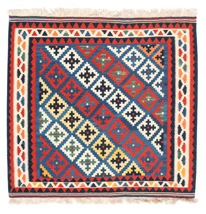 Dywan Kelim - Orientalny kwadratowy  - 104 x 97 cm - niebieski