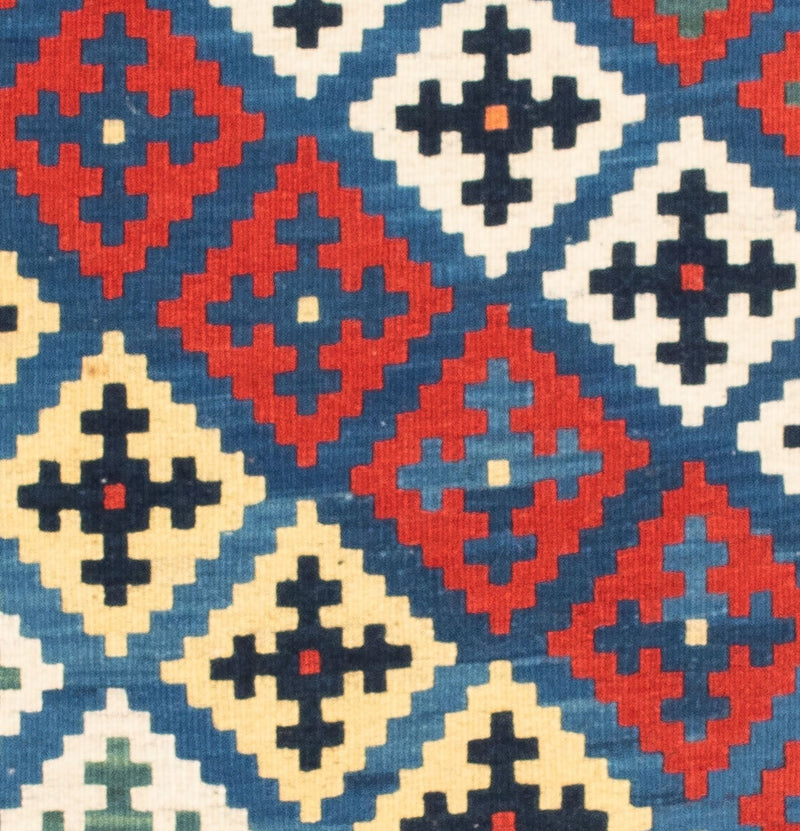 Dywan Kelim - Orientalny kwadratowy  - 104 x 97 cm - niebieski