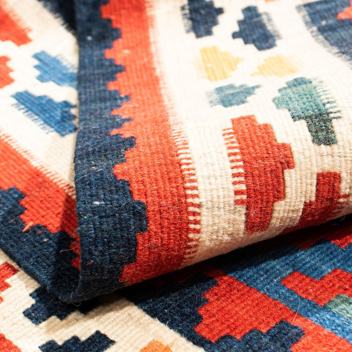 Dywan Kelim - Orientalny kwadratowy  - 104 x 97 cm - niebieski