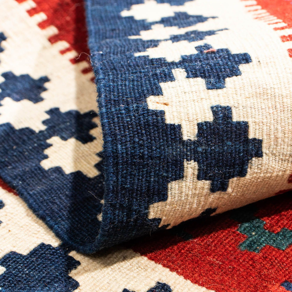 Dywan Kelim - Orientalny kwadratowy  - 100 x 97 cm - ciemna czerwień