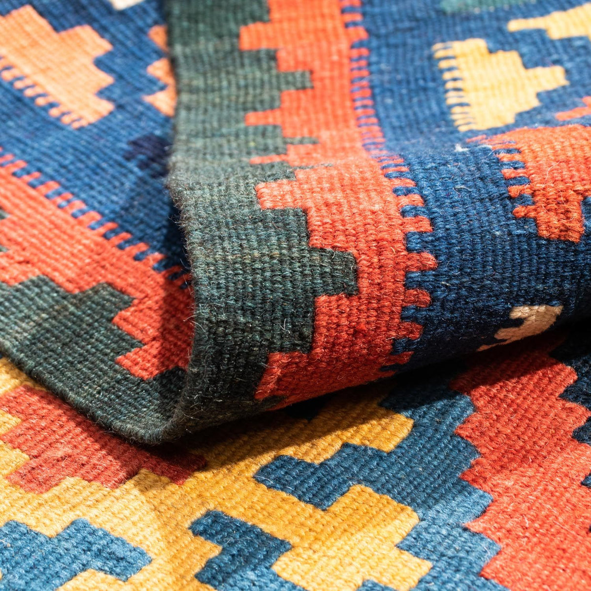 Dywan Kelim - Orientalny kwadratowy  - 102 x 101 cm - czerwony