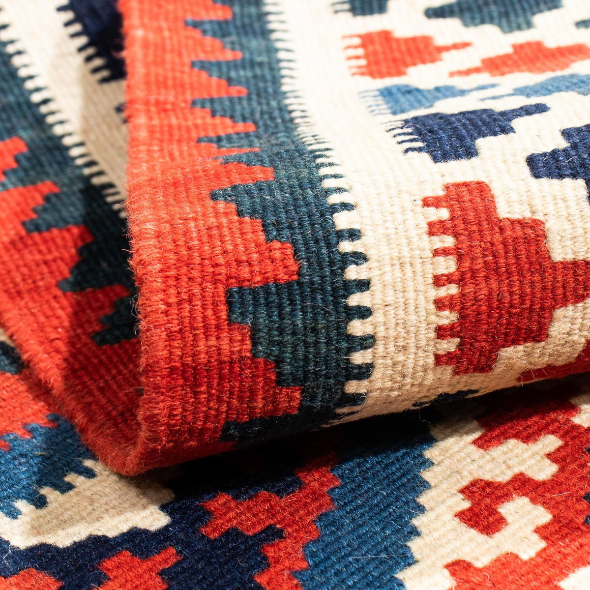 Dywan Kelim - Orientalny kwadratowy  - 104 x 100 cm - ciemnoniebieski