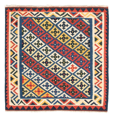 Dywan Kelim - Orientalny kwadratowy  - 104 x 102 cm - niebieski