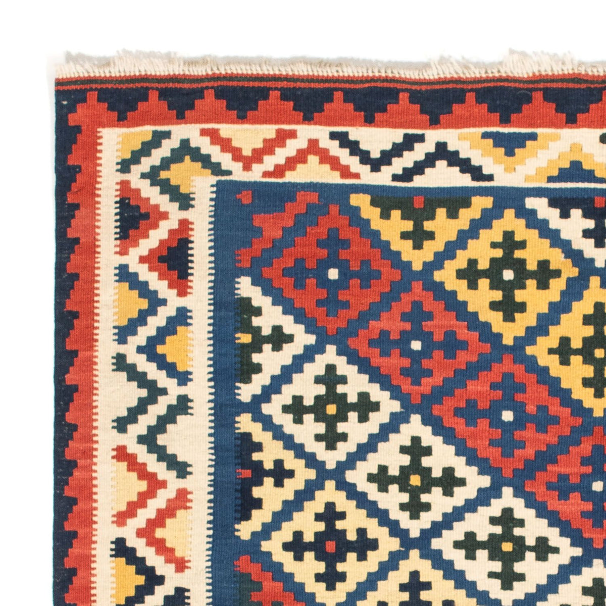 Dywan Kelim - Orientalny kwadratowy  - 104 x 102 cm - niebieski