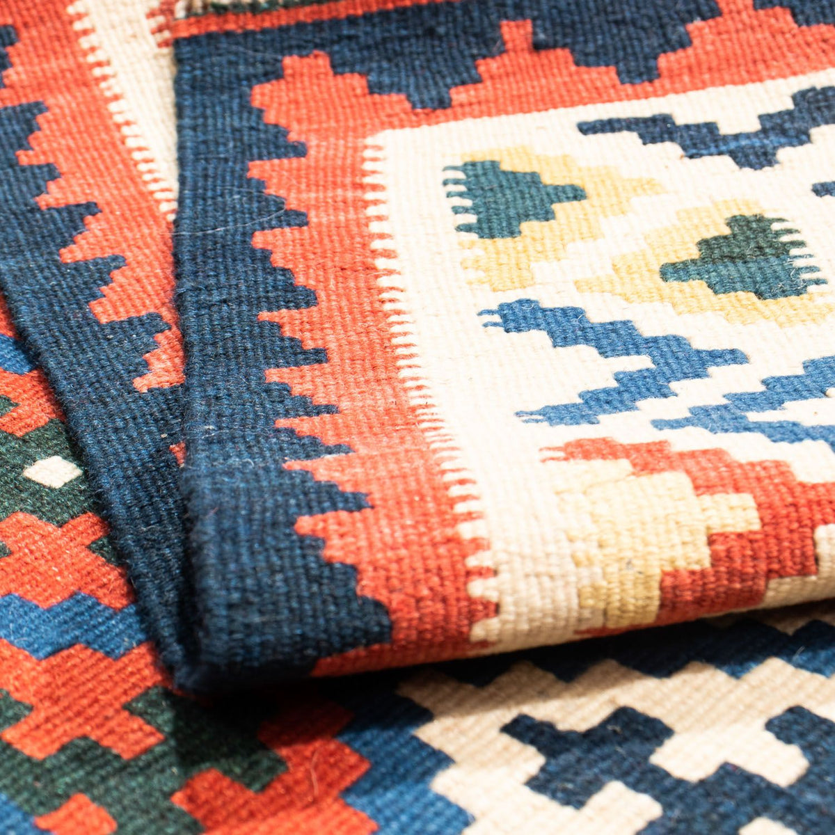 Dywan Kelim - Orientalny kwadratowy  - 104 x 102 cm - niebieski