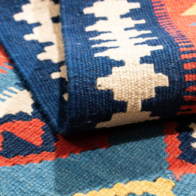 Dywan Kelim - Orientalny kwadratowy  - 101 x 99 cm - ciemnoniebieski