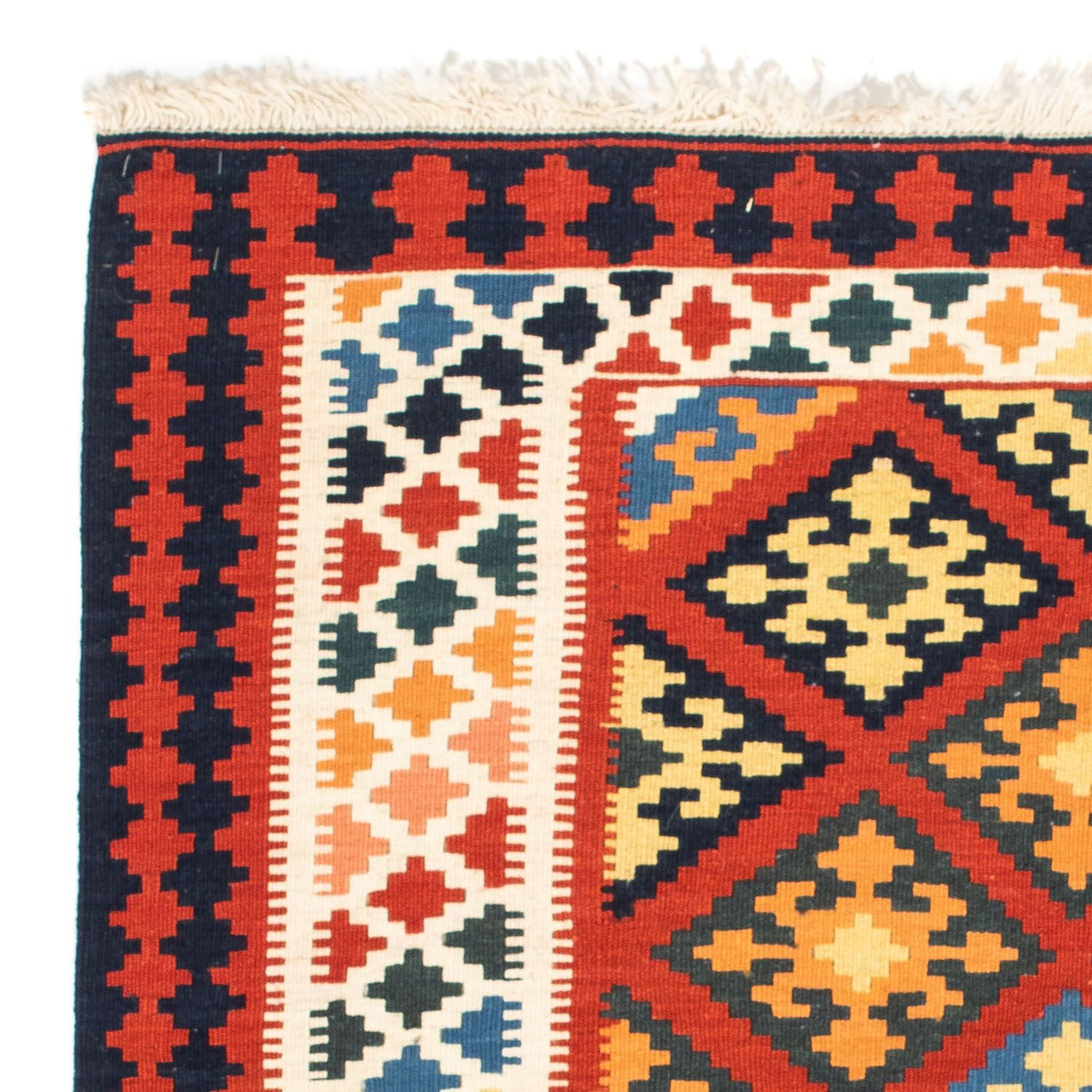 Dywan Kelim - Orientalny kwadratowy  - 101 x 93 cm - ciemna czerwień