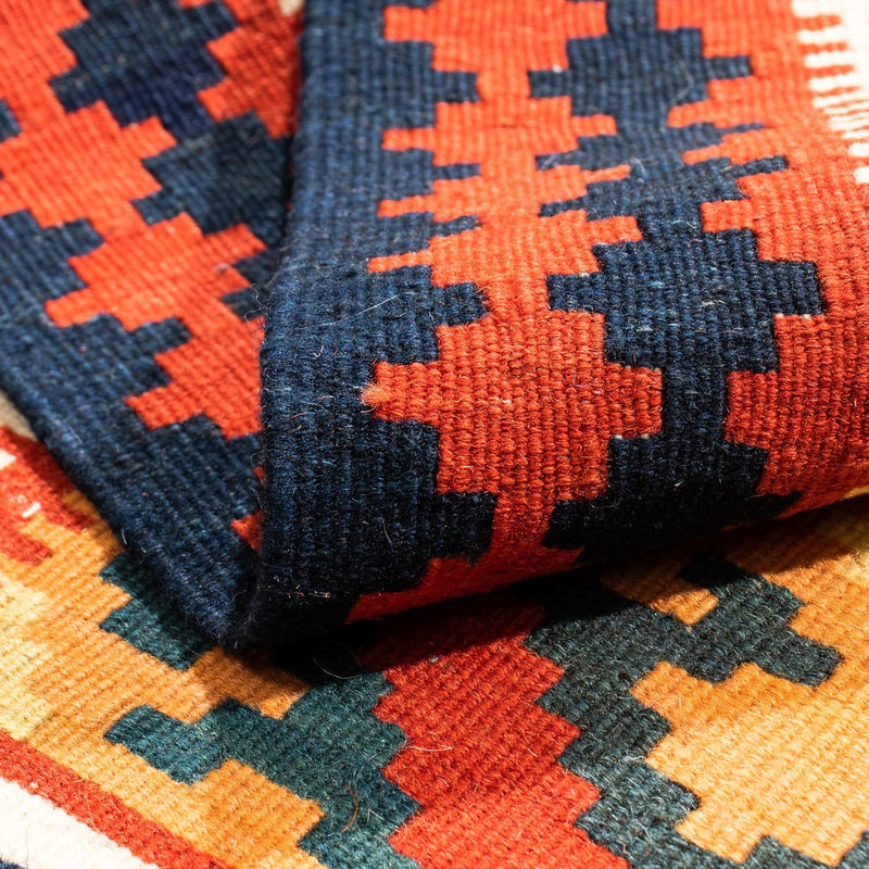 Dywan Kelim - Orientalny kwadratowy  - 101 x 93 cm - ciemna czerwień