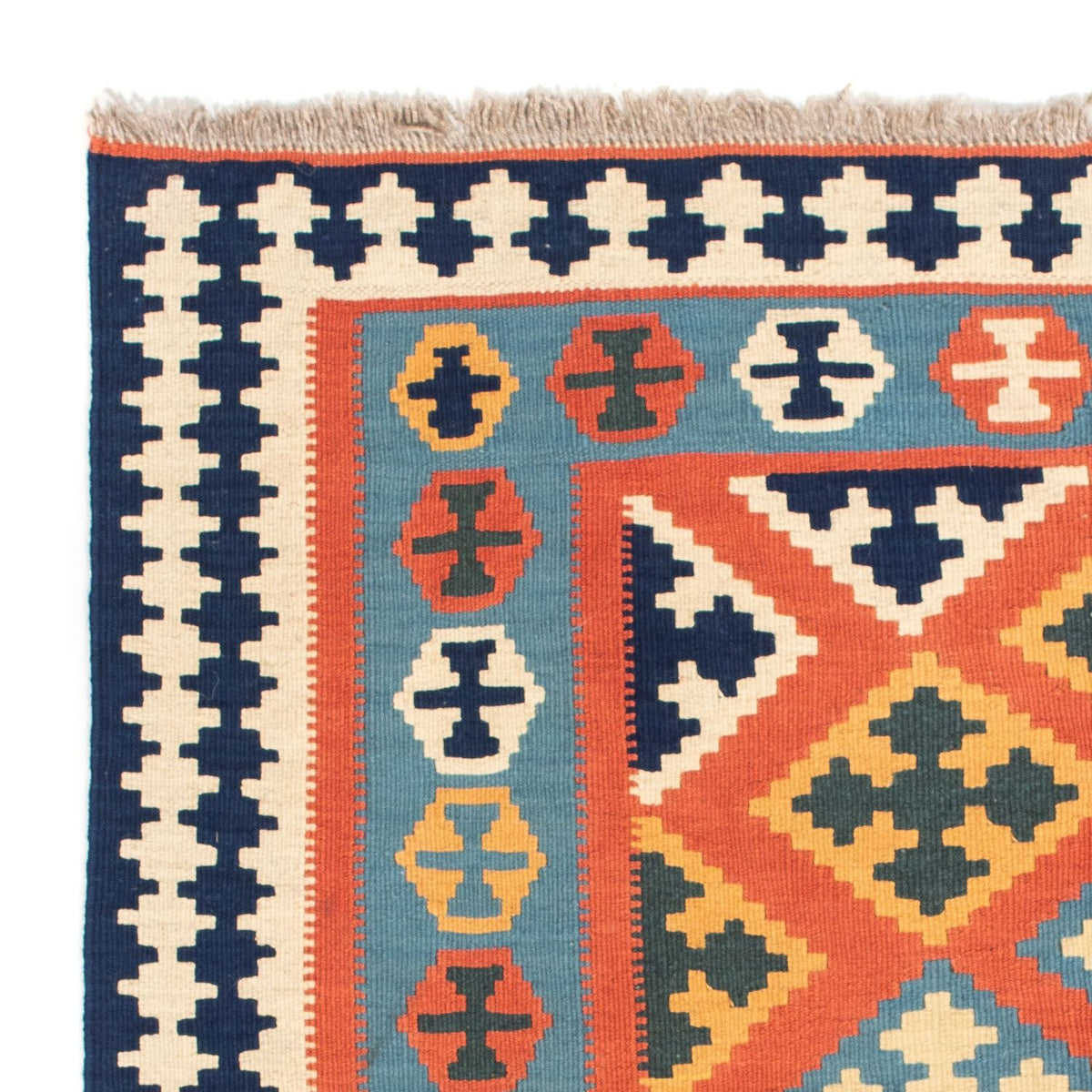 Dywan Kelim - Orientalny kwadratowy  - 106 x 106 cm - pomarańczowy