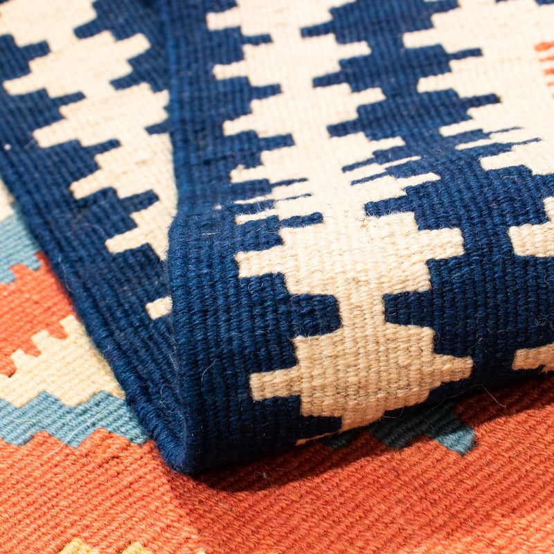 Dywan Kelim - Orientalny kwadratowy  - 106 x 106 cm - pomarańczowy