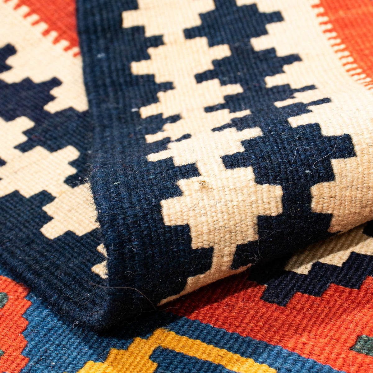 Dywan Kelim - Orientalny kwadratowy  - 107 x 105 cm - czerwony