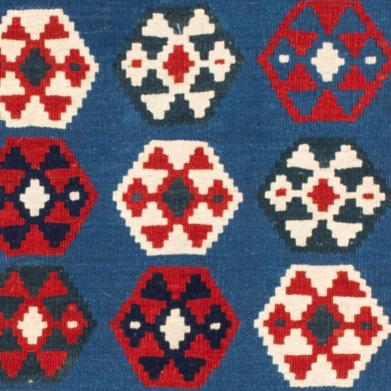 Dywan Kelim - Orientalny kwadratowy  - 102 x 100 cm - niebieski