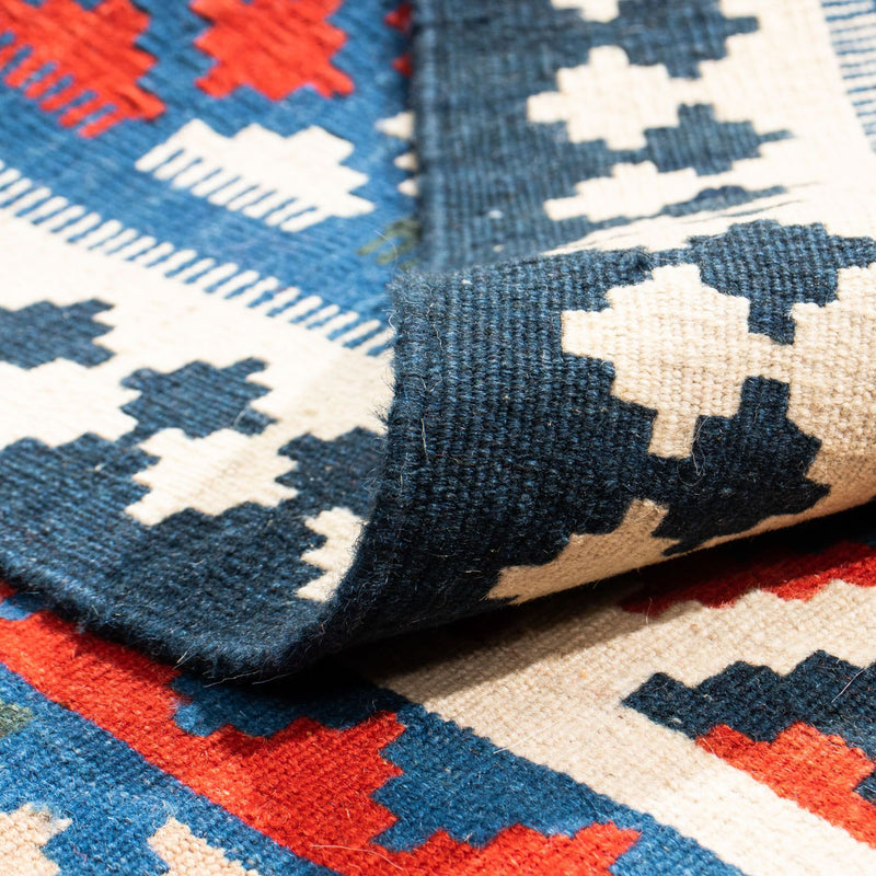 Dywan Kelim - Orientalny kwadratowy  - 108 x 103 cm - niebieski