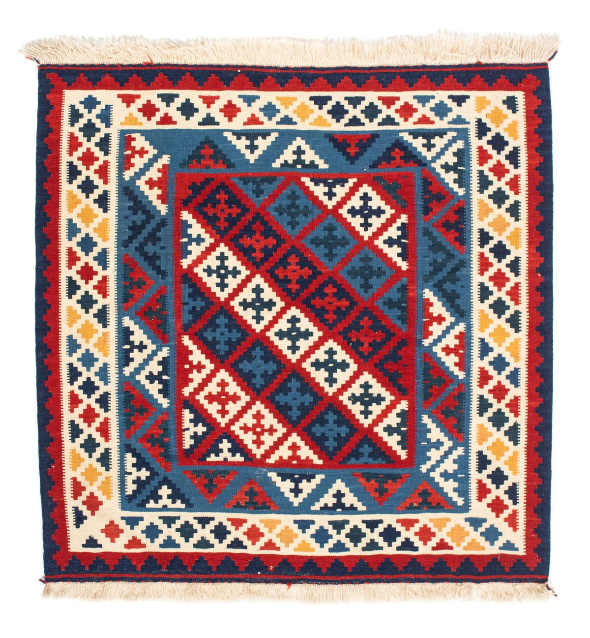 Dywan Kelim - Orientalny kwadratowy  - 105 x 102 cm - wielokolorowy