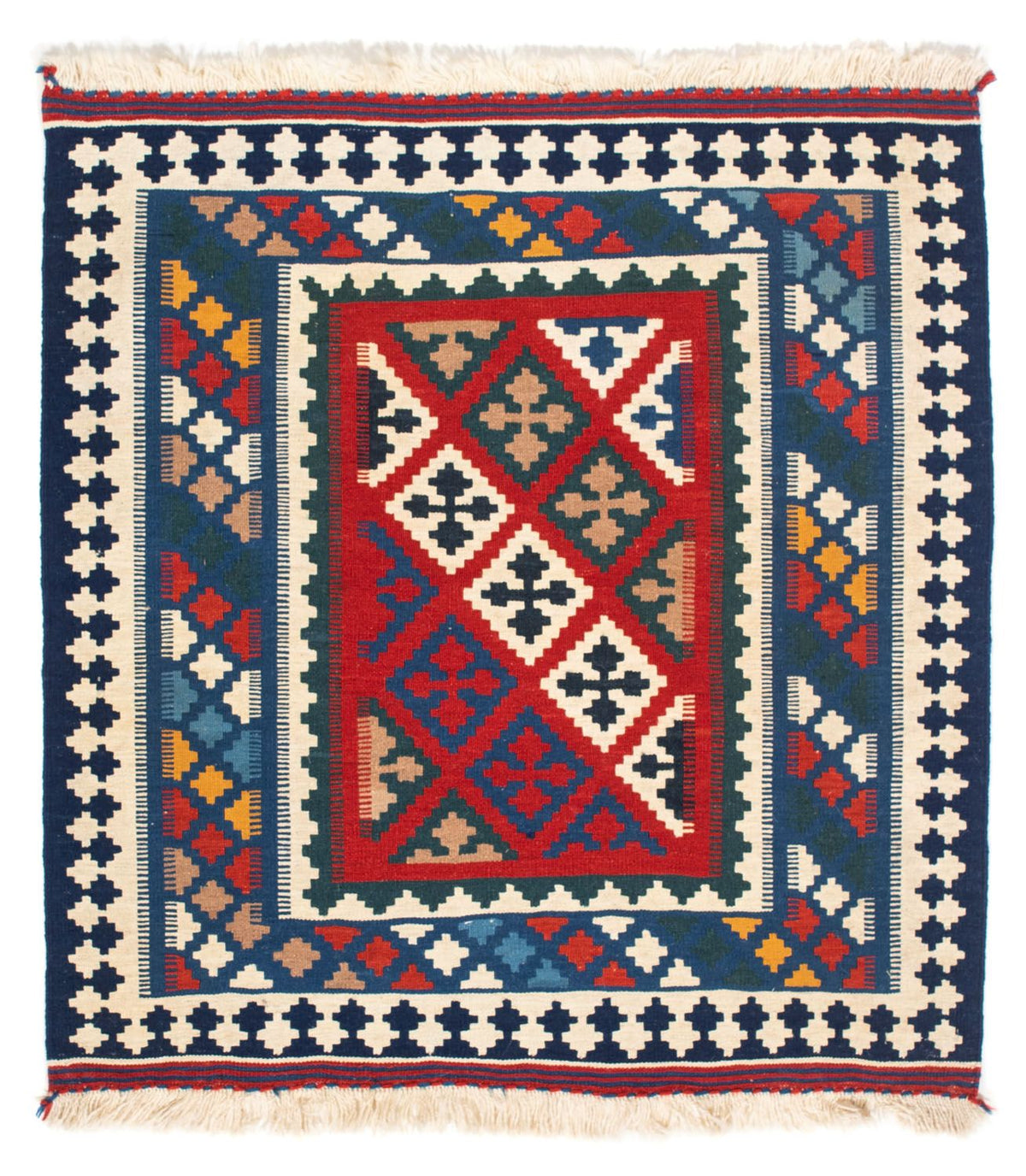 Dywan Kelim - Orientalny kwadratowy  - 104 x 98 cm - niebieski