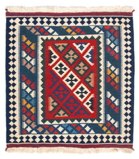Dywan Kelim - Orientalny kwadratowy  - 104 x 98 cm - niebieski