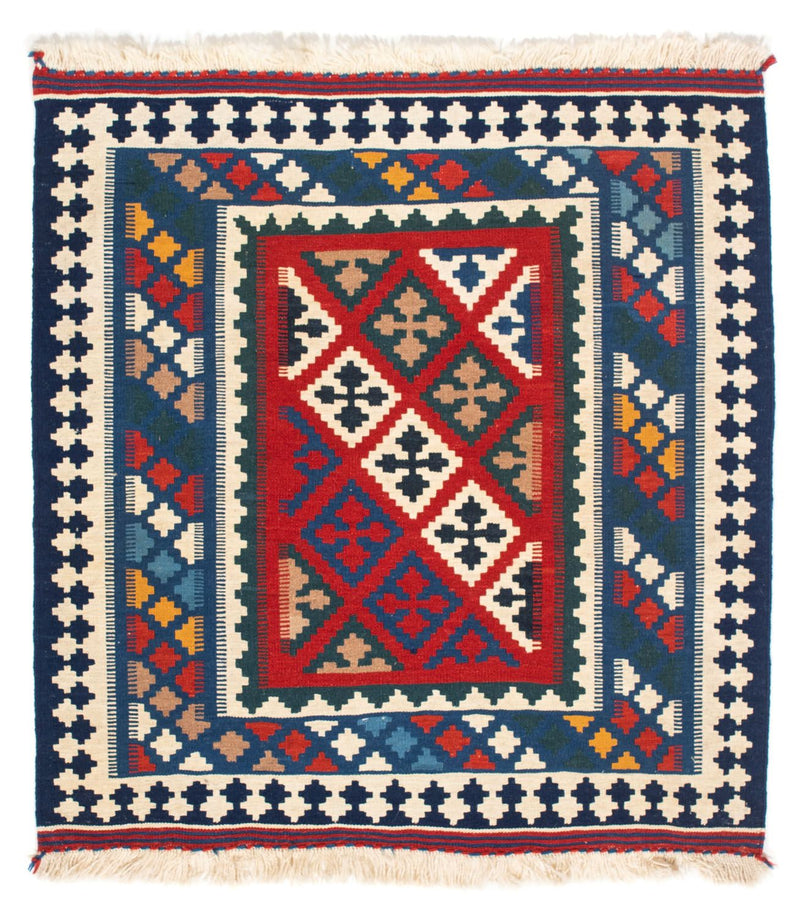 Dywan Kelim - Orientalny kwadratowy  - 104 x 98 cm - niebieski