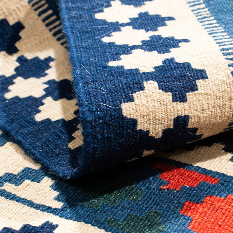 Dywan Kelim - Orientalny kwadratowy  - 104 x 98 cm - niebieski