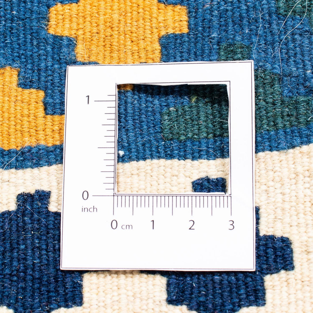 Dywan Kelim - Orientalny kwadratowy  - 104 x 98 cm - niebieski