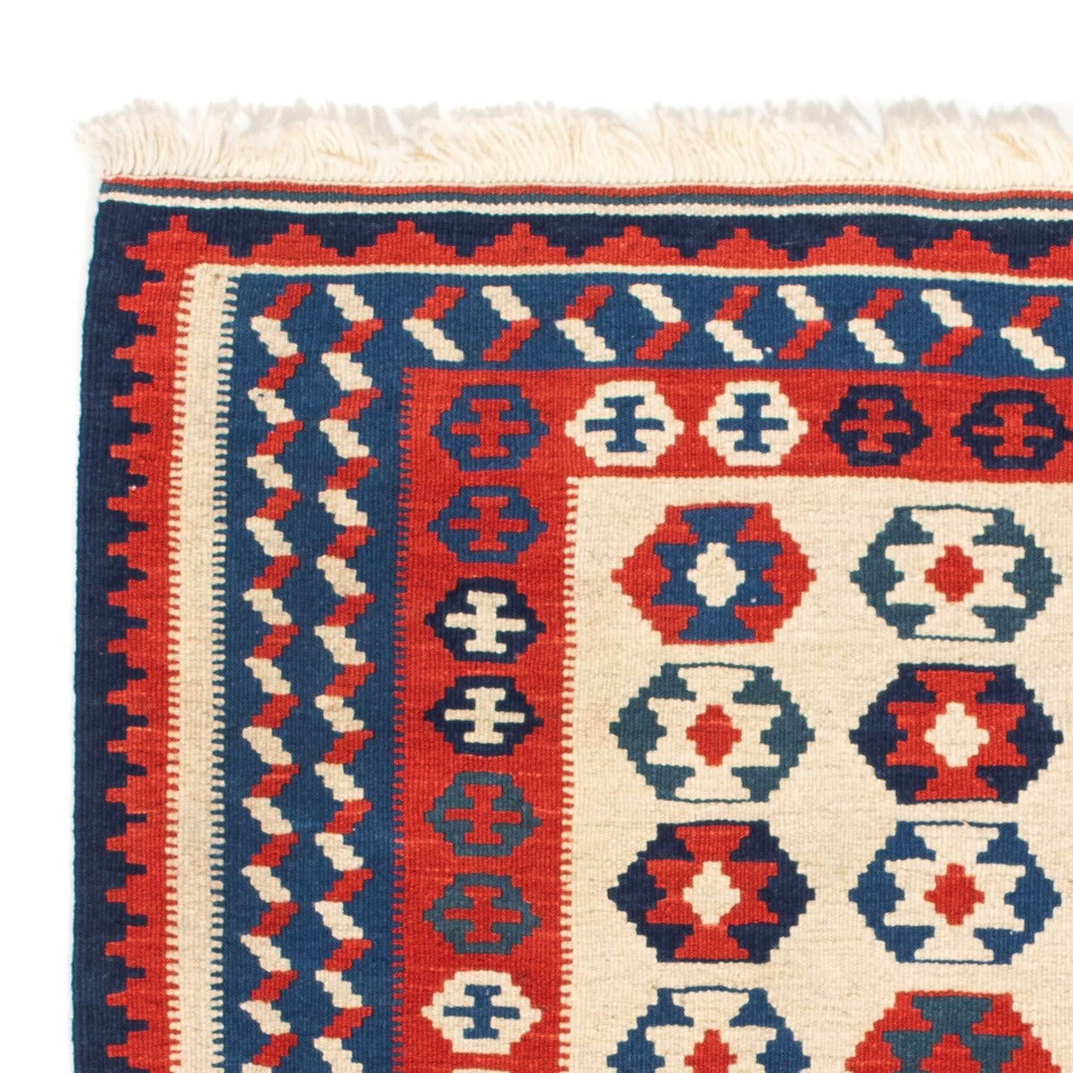 Dywan Kelim - Orientalny kwadratowy  - 103 x 103 cm - beżowy