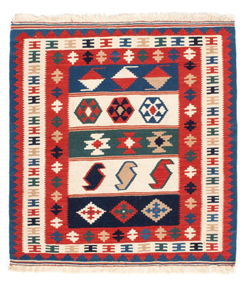 Dywan Kelim - Orientalny kwadratowy  - 106 x 100 cm - wielokolorowy