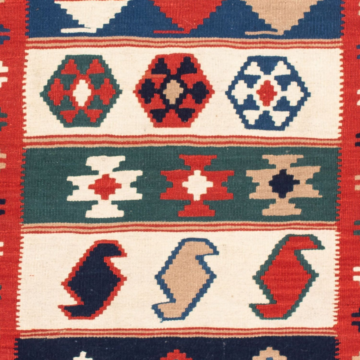 Dywan Kelim - Orientalny kwadratowy  - 106 x 100 cm - wielokolorowy