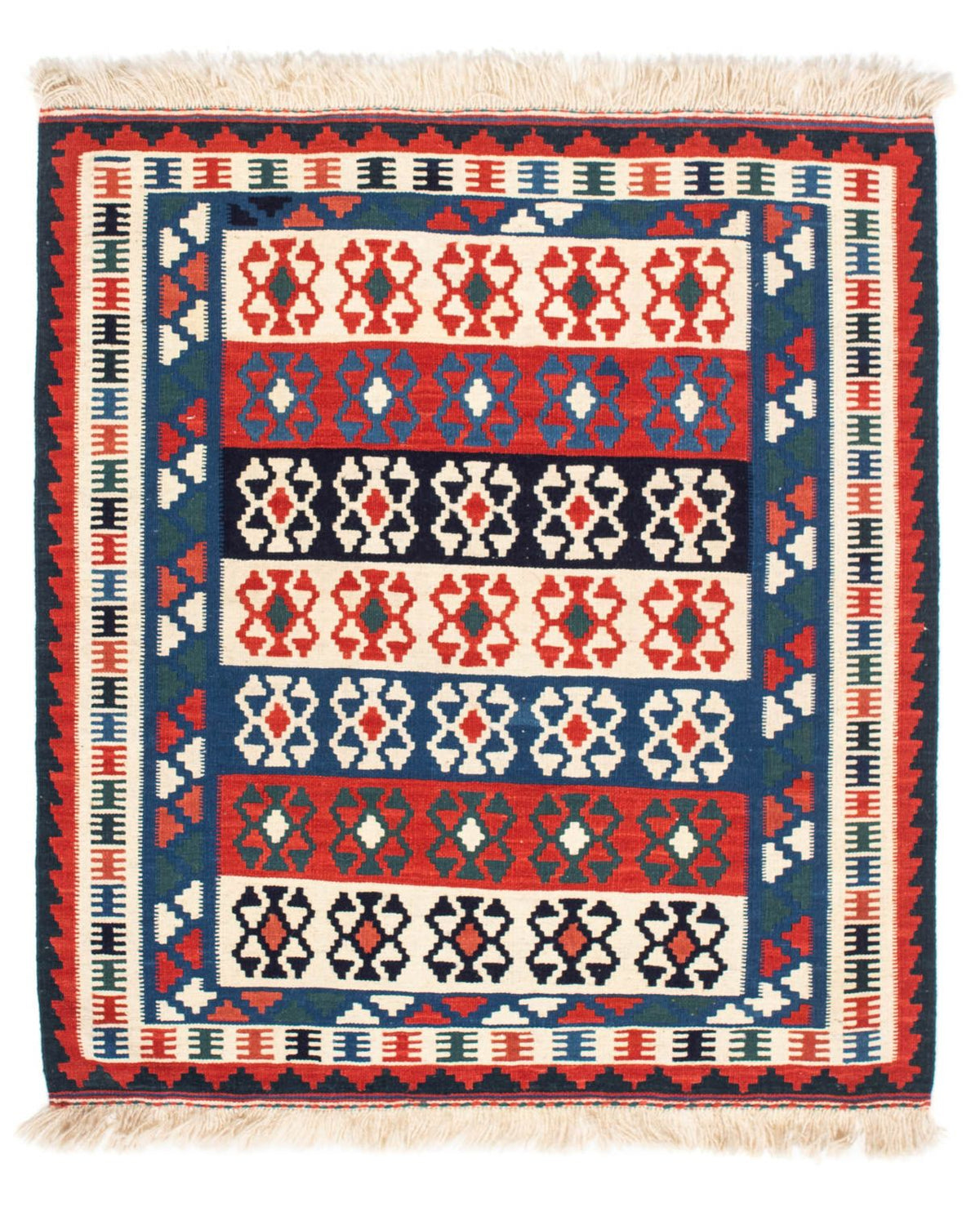 Dywan Kelim - Orientalny kwadratowy  - 110 x 100 cm - niebieski