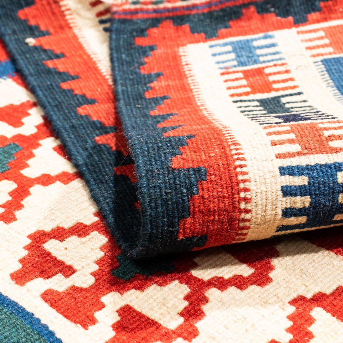 Dywan Kelim - Orientalny kwadratowy  - 110 x 100 cm - niebieski