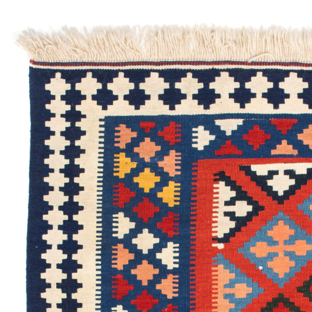 Dywan Kelim - Orientalny kwadratowy  - 118 x 102 cm - niebieski