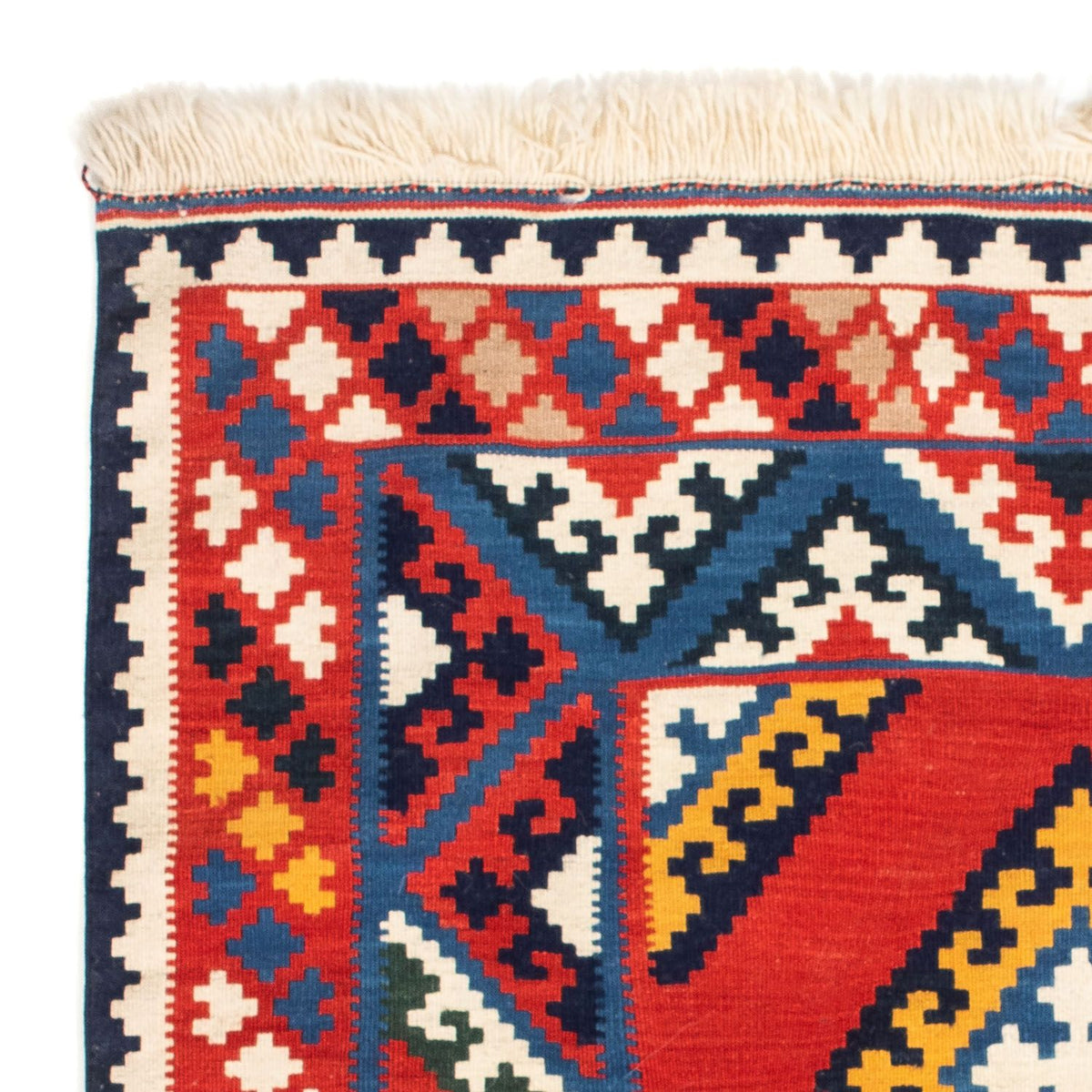 Dywan Kelim - Orientalny kwadratowy  - 113 x 110 cm - czerwony