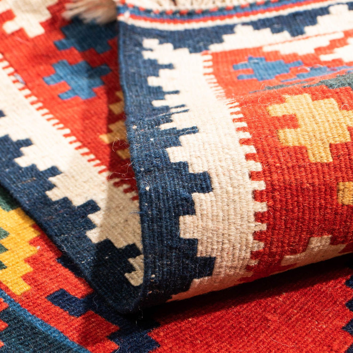 Dywan Kelim - Orientalny kwadratowy  - 113 x 110 cm - czerwony