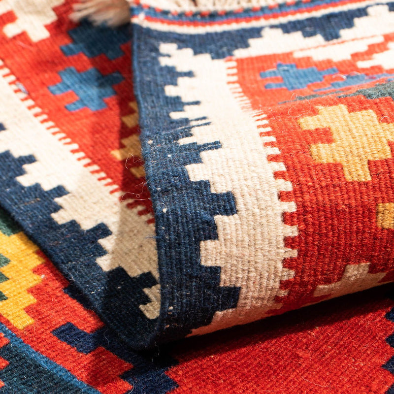 Dywan Kelim - Orientalny kwadratowy  - 113 x 110 cm - czerwony