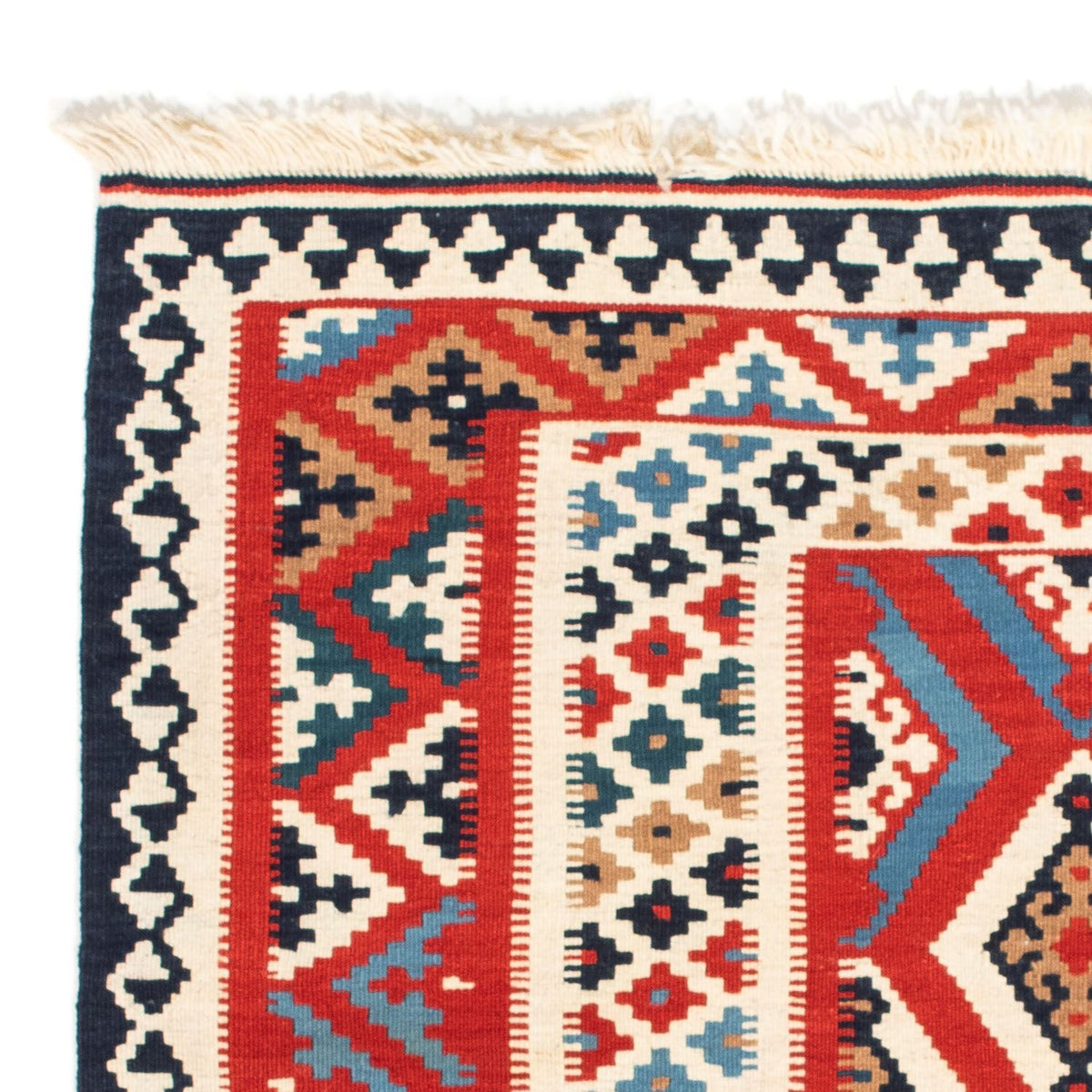 Dywan Kelim - Orientalny kwadratowy  - 108 x 105 cm - czerwony