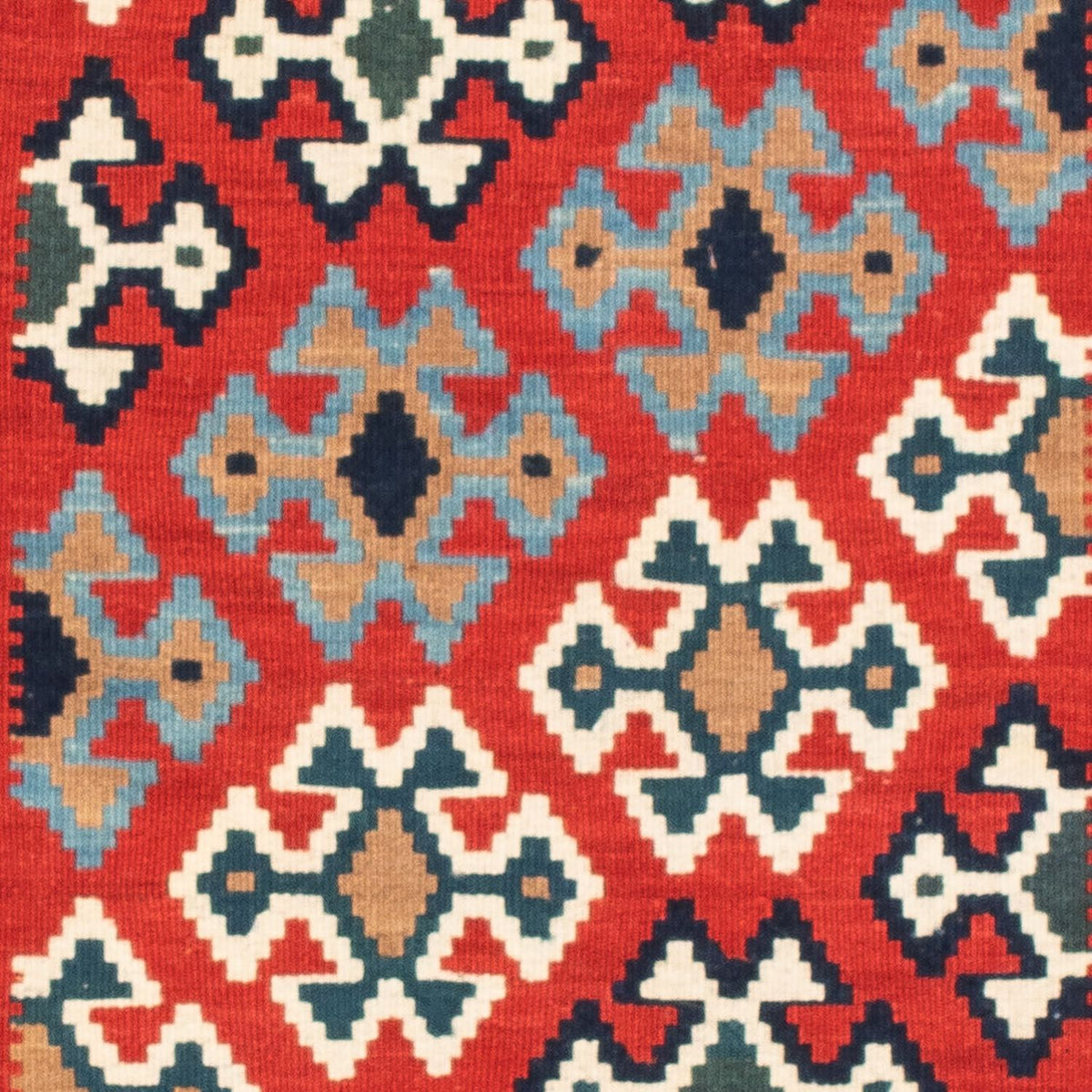 Dywan Kelim - Orientalny kwadratowy  - 108 x 101 cm - czerwony