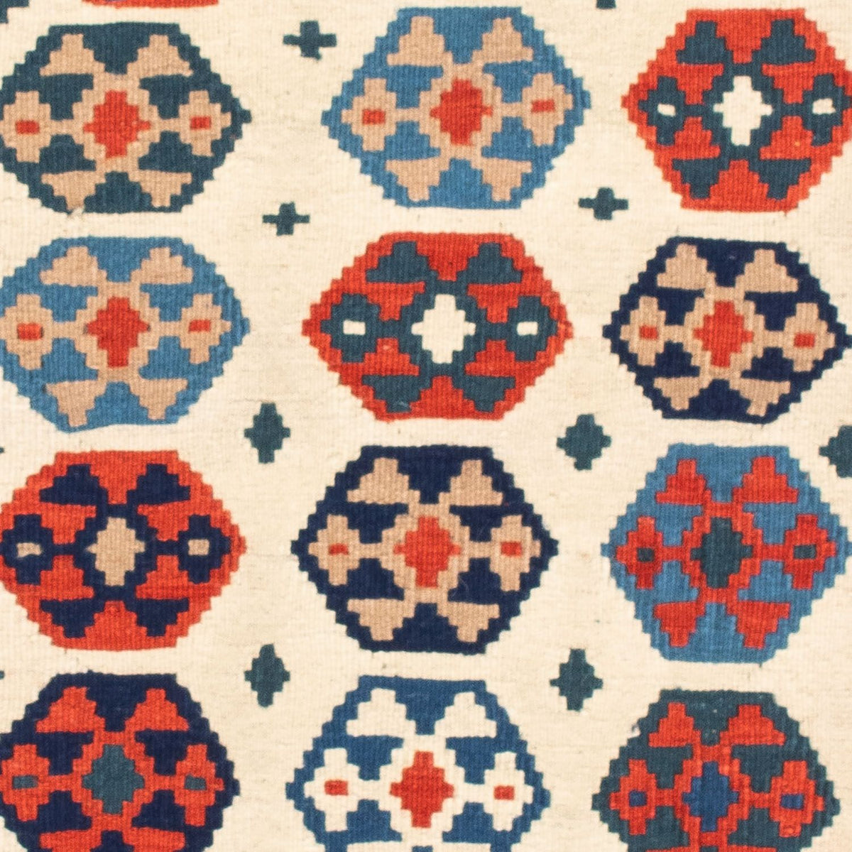 Dywan Kelim - Orientalny kwadratowy  - 104 x 102 cm - beżowy