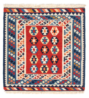 Dywan Kelim - Orientalny kwadratowy  - 110 x 105 cm - niebieski